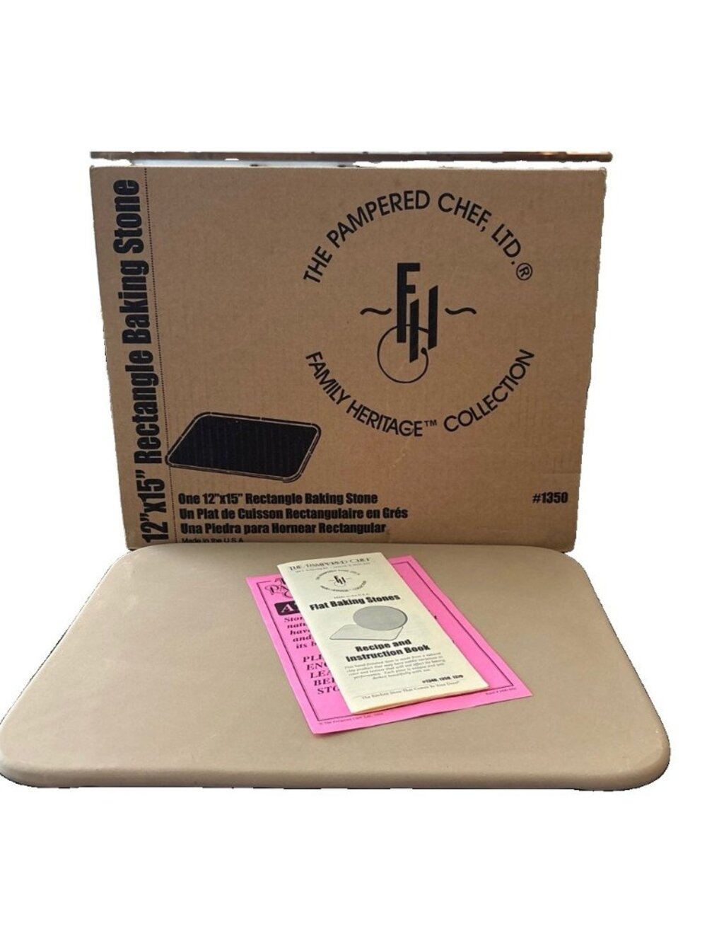 Pampered Chef 12"x15" Rectangle Baking Stone, Family Heritage Collection #1350